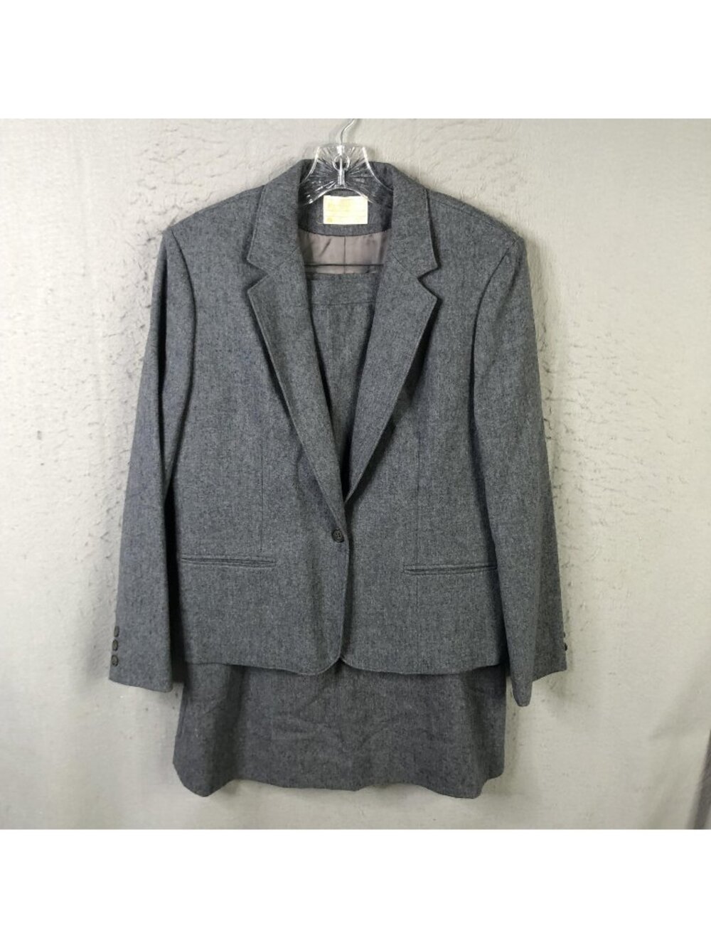 Vintage Pendleton Skirt Suit Womens 12 Gray 100% Wool Flannel Lined Old Money
